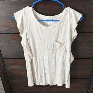 Casual Cream Short Sleeve Women's Top